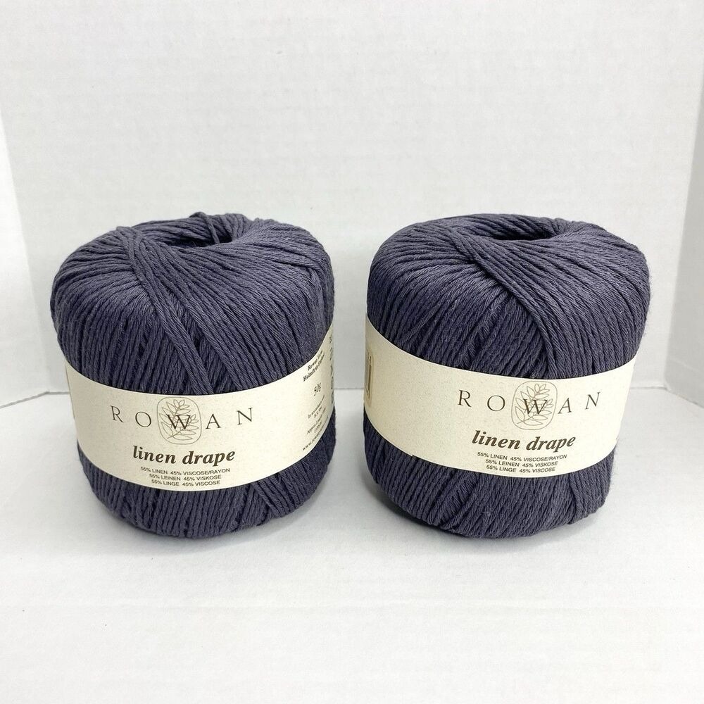 Rowan  Linen Drape Yarn Lot of 2 Linen Viscose 109 yds each Shade 841 Dark Gray